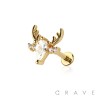 REINDEER (DEER HEAD) CZ THREADLESS (PUSH IN) 316L SURGICAL STEEL LABRET SET